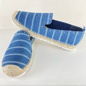 Marc Fisher Studded Denim Espadrilles Size 8